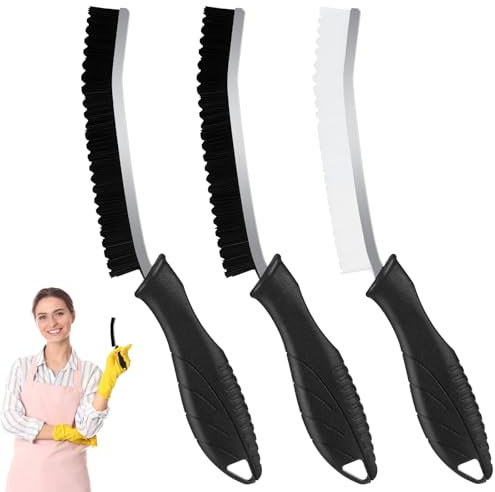 Lociban 3 Pièces Brosse Nettoyage, Brosse à Joints, Brosse Joint Carrelage,Brosse Salle De Bain, Brosse Nettoyage Multifonctionnelle pour Rainure Fenetre, Salle de Bain, Toilettes, Cuisine