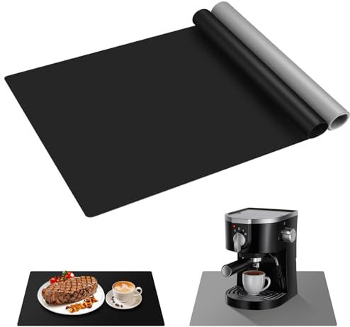 NVGVUP 2 Stück Silikonmatte Groß 60x40 cm, Silikonmatte für Epoxidharz, Rutschfeste Bastelunterlage, Malunterlage für Kinder, Mehrzweck Antihafte Hitzebeständige Platzset (Schwarz + Grau)