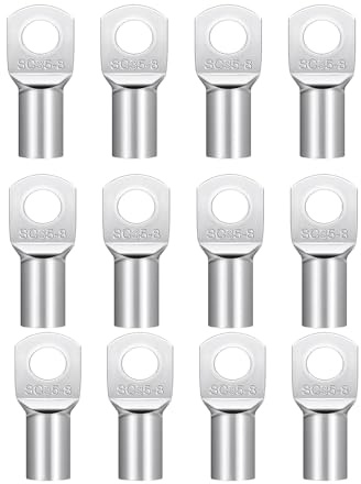 12 stycken ringkabelskor m8 kabelskor set 35 mm² kabelsko av koppar tennerad för batterikablar, bildistributionslådor