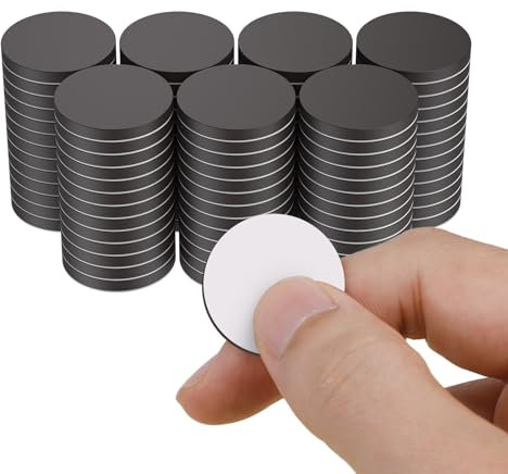 Uniclife 100 Pcs Round Magnets with Adhesive Backing, 20 x 2.1 mm Small Magnets for Crafts, Self Adhesive Magnet Dots, Refrigerator magnet, Sticky Circle-Magnet for Fridges, Whiteboards, DIY