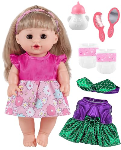 GAGAKU Poupée avec Cheveux, 30 cm, pour Enfants à partir de 3, 4, 5, 6 Ans, poupée bébé avec Cheveux Longs à peigner, Jouet avec Accessoires de poupée, 1