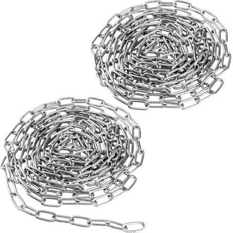 SEUICYNE 2 Stück 5 meter 3mm Edelstahlkette Stahlkette, Edelstahl Ketten Gliederkette Metallkette Rundstahlkette Geschweißte Kette für Hundeleinen Zierzäune Türketten, Tragfähigkeit 80 kg