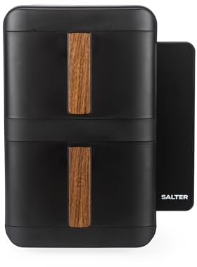 Salter Toronto Verticook Ultra Air Fryer - 9L Vertical Double Drawer, Cook on 4 Levels, 2 x 4.5L Baskets, Dishwasher Safe Accessories, Space Saving, 9 Functions, Sync & Match, PFAS-Free, Black