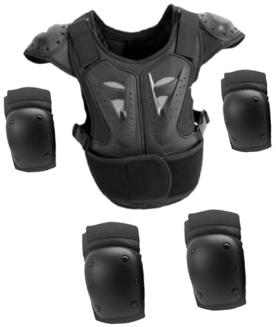 Équipement de Protection de Moto pour Enfant, Gilet de pour Enfants Combinaison, Équipement Vélo, Genouillères et Coudières, pour Tout-Terrain Cyclisme Ski Patinage, Vélo Route de 4 à 8 Ans, Style A
