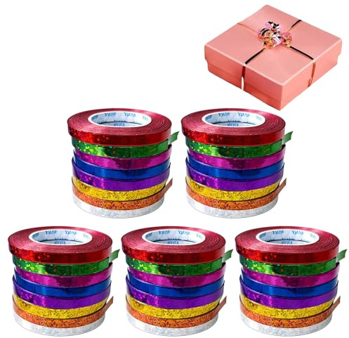 40 Serpentinas Coloridas, 400 Metros de Cintas PVC Festivas (Dorado, Plata, Morado, Rosa, Rojo, etc.) 5mm Gruesas Serpentinas Brillantes, para Decoración de Fiestas,Bodas,Año Nuevo & Fiestas Temáticas