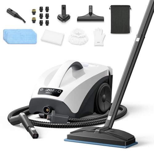 GROBELL Steam Cleaner: 40s Fast Heating-0.66Gal (2.5L) Large Tank-21 PCS Kit-No Cooling-Refill Anytime-Detachable Hose Multi Portable Steamer Mop for Home Car Bed Furniture Tile Grout Floor Cleaning