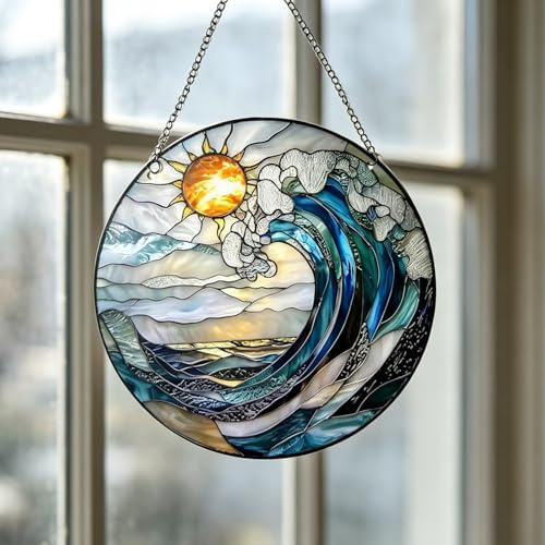 HORREX Atrapasoles Olas Blancas, 20 x 20 CM, Atrapasol de Acrílico Colorido