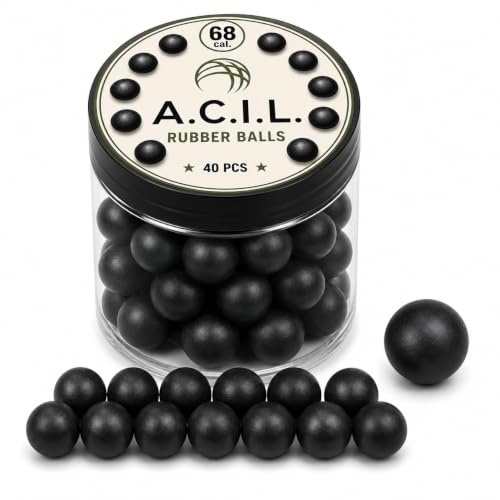 A.C.I.L. Lot de 40 balles en Caoutchouc Calibre .68 (17,25 mm) - Environ 3,3 g chacune - Rubber Balls Solide de Haute précision - Rondes durables pour l'entraînement et la Pratique
