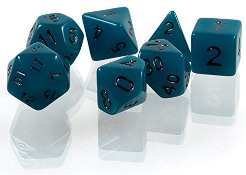 shibby 7 polyedrische leuchtende Würfel für Rollen- und Tabletopspiele in blau mit Beutel