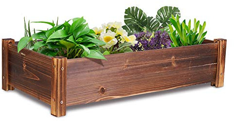 Medla Raised Garden Bed - Large Wooden Planter Box for Outdoor Growing Vegetables and Flowers, Elevated Plant Container for Backyard, Lawn, Patio 65x33x16CM