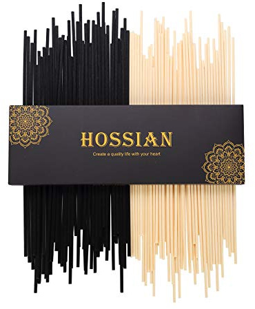 HOSSIAN Reed Diffuser Sticks - Wood Rattan-Reed Sticks -Diffuser Glass Bottles-Diffuser Refills- Spa-Aromatherapy (10''25.4cm*3.5mm)