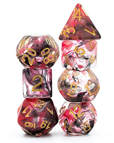 World of Dice Würfelset - Smoke Serie - 7tlg. Pen and Paper Würfel Starterset, für Dungeons and Dragons, DSA, Aborea, Cthulhu, und mehr, Bloody red