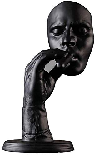 LGYKUMEG Smoking Cigar Creative Face Statue Character Resin Figurine Artwork Decorations,Face Statues Smoking Man Sculpture Male Face Hand Abstract Resin Ornament European Style,Black
