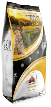 Top Puppies e Juniors - Alimento secco completo per l'accrescimento dei cuccioli di tutte le razze ricco di agnello, 1 confezione da 3 kg