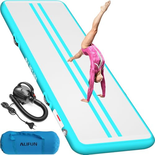 ALIFUN Tapis de Gymnastique Gonflable, Tapis d'entrainement, Tapis de Gym Tumbling 2 m/3 m/4 m/6 m Air Mat Track, Gymnastics Tumble Track Mat, Piste de Gymnastics Gonflable avec pompe à air