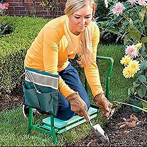 FGHSD Gartenkniebank Gartenbank Hocker Faltbarer Hocker, robuste Gartengeräte mit 1 Werkzeugtasche, Eva-Kniepolster, tragbare Kniebank für die Gartenarbeit