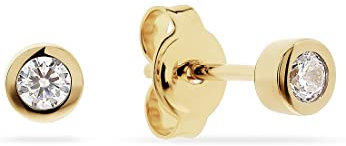 ESPRIT Damen-Ohrringe 925er Silber 2 Zirkonia One Size Gelbgold 32022993