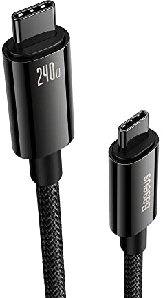 Baseus Cable USB Tipo C a C Carga Rapida 240W - 1M Cable Nylon PD para MacBook Air/Pro, iPad Pro 12.9/11/Air/Mini, Dell, HP, Samsung Galaxy S22/21/20, Huawei, Steam Deck
