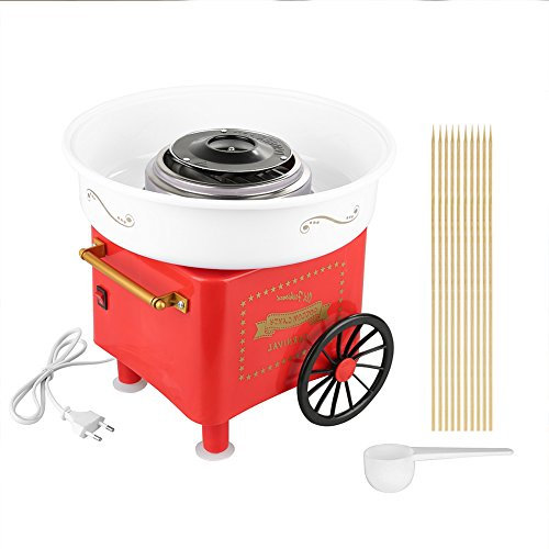 HUOLE Máquina de Algodón de Azúcar Eléctrica Profesional Estilo Retro Regalo Infantil para Fiestas Cumpleaños Acero INOX. Aluminio 450W-550W Cotton Candy Machine