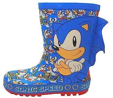 Sonic The Hedgehog Botas de lluvia de goma azul para niños