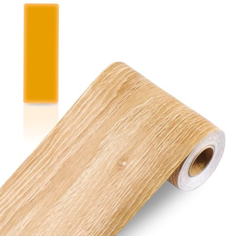 ZTVOWTO Color de grano de madera Adhesivo autoadhesivo para pared con borde de papel pintado impermeable Cenefa adhesiva con diseño para decoración del hogar, (10) cm x (10) m, (Roble Cafetero)