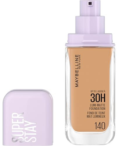 Maybelline New York - Fondotinta liquido a lunga tenuta - Ultra-resistente - Finitura opaca luminosa - Arricchito con aminoacidi - Tutti i tipi di pelle - Superstay 30H Lumi-Matte - Tonalità: 140-35ml