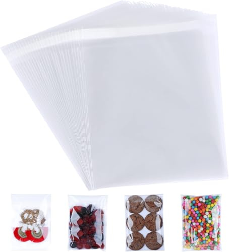 CelloMania 6x9 Inch Self-Sealing Cellophane Bags (100 Pack) – Clear Self-Adhesive OPP Gift Bags for Treats, Cookies, Cards & Crafts – Premium Transparent Food-Safe Poly Bag for Party, Christmas & Eid
