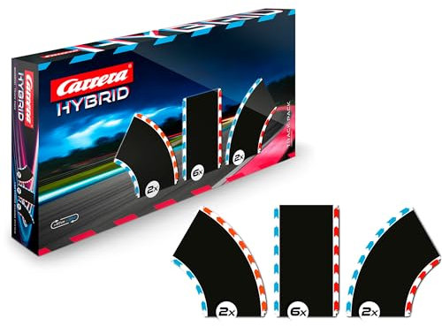 Carrera Hybrid, Track Pack 1, Streckenerweiterung mit 10 Teilen, 417 cm Länge, 2 rechte und 2 Linke Kurven, 6 gerade Streckenteile, Perfekt für spannende Streckenführungen