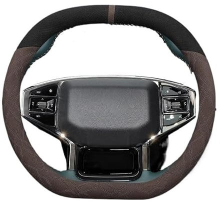 Funda de Volante de Piel sintética para Chery Jetour para Traveler T2 2023 2024 Accesorios de modificación de diseño Interior Protector de Gamuza para Volante de Coche(Brown)