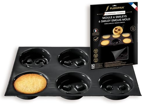 Silpat Flexipan 1 original non-stick bakform handgjord i Frankrike sedan 1965 – Betrodd av världsklass kockar – certifierad livsmedelssäker Flexipan®-teknik (6 Smiley Emojis form)