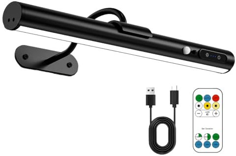 bravzurg Motion Sensor Battery Operated Wireless Light, Picture Lights for Wall, Dimmable & 3 Color Temps, Rechargeable Magnetic Lamp with Remote Control for Indoor Sconce Dartboard – Black