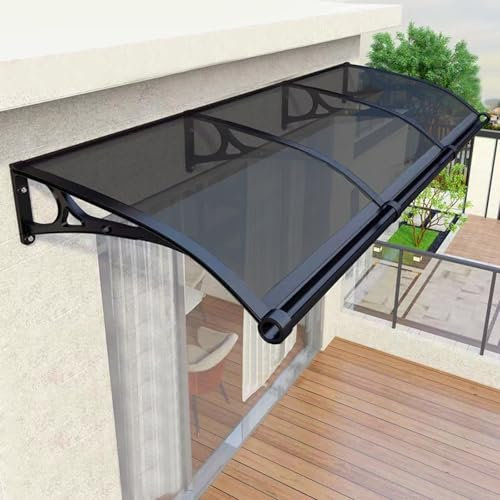 Auvent pour Porte d'entrée,Marquise de Porte Exterieur,Auvent en Polycarbonate pour fenêtre de Balcon,Toit Abri Protection Contre Pluie et UV,Auvent Marquise avec Support en Aluminium pour Patio