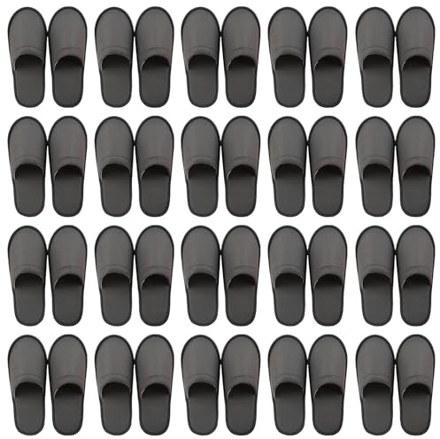PRITOK 20 paires de chaussons de spa, chaussons antidérapants portables pour hôtel, voyage, utilisation à domicile et par les invités, pantoufles unisexes, 28 X 11 x 0,6 cm (Gris)