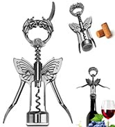 LUCYLANKER Apribottiglie per Vino, Apribottiglie Multifunzionale con Tagliacapsule E Forma a Farfalla, Adatto a Tutti I Tipi di Tappi di Sughero, Ottimo Regalo per Gli Amanti del Vino (Argento)