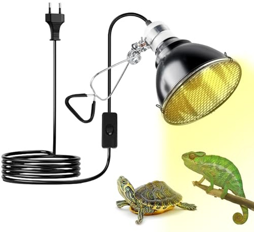PORFOYO Lampada riscaldante per rettili, terrario, portalampada in ceramica, 220-230 V UVA/UVB per tartarughe, lucertole, serpenti, rane, per terrari, acquari