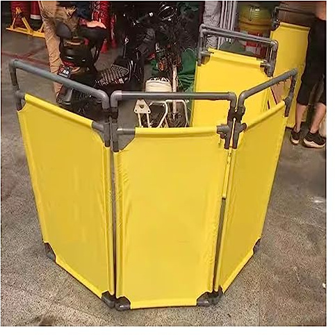 KLLJHB Barrière de sécurité Portable rétractable avec 3 Panneaux, barrière de contrôle des foules Jaune pour la sécurité et la sûreté, Pliable et Facile à Utiliser, 4 pièces.