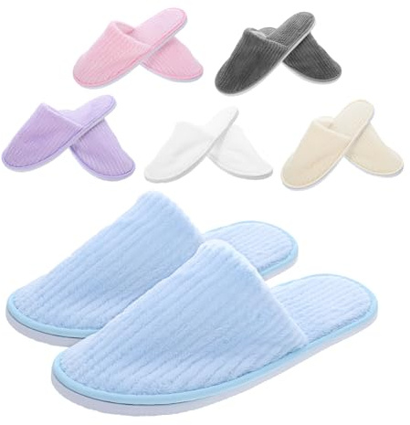 FRCOLOR 6 Paires Invités Lavables En Polaire Antidérapants Fermés Confortables Pour Hôtel Spa Maison Voyage Multicolores