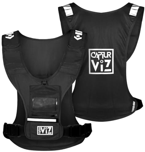 Sports Vest with Recording phone Pouch – Running, Cycling, Horse Riding, Outdoor Sports (Black, Adjustable)