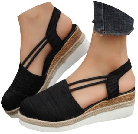 Cocila Espadrillas Donna Con Lacci Zeppa E Plateau Ortopedici Da Estate 2025 Sandali Punta Cinturino Alla Caviglia Casual Cinturini Spiaggia Comodi Espadrilles Scarpe Ortopediche Slip On Pianta