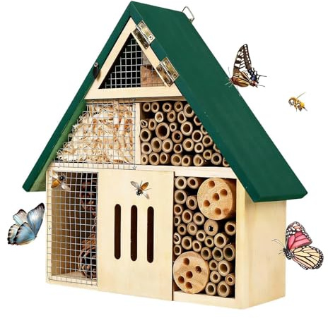 Hotel de Abejas Refugio Decorativo para Polinizadores Resistente a la