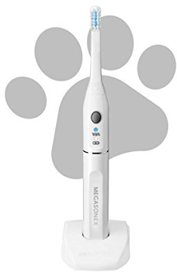 Megasonex M8 Ultraschallzahnbürste auch für Hund und Katze - mit extra Ruhemodus ohne Vibration für kleine & große Hunde oder Katzen - Inkl. 2 Bürstenköpfe