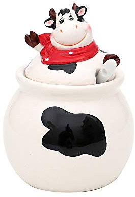 Dekohelden24 Sucrier en céramique en Forme de Vache 10,2 x 10,2 x 11 cm