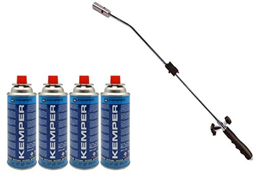 Desherbeur thermique piezo Chalumeau gaz + 4 Recharges gaz KEMPER