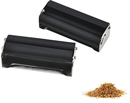 VIKSAUN 2 Stück Tabakroller Manuelle Zigarettendrehmaschine Zigarettenroller 70mm Tragbarer Tabak Injektor Roller Metall Einfach Schwarz Zigarettenzubehör FüR Drehtabak Männer Geschenk (Schwarz)