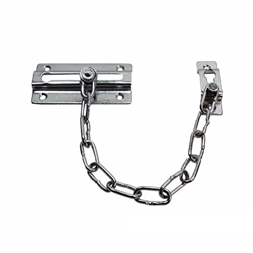 SUL Door Chain, Heavy Duty Front Door Chain with Lock Anti-Theft Chain Door Lock, Chrome Plated Slide Chain Restrictor Latch, Safety Door Chain Lock for UPVC Door Wooden Door with Screws (1 PK)