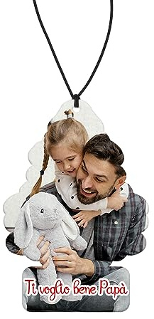Profumatore Deodorante Auto Personalizzato con Foto e Frase | Formato Albero | Idea Regalo Festa del Papà, Mamma, Nonni, Natale, Compleanno