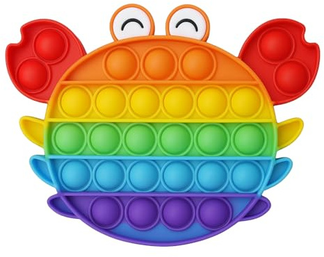 Ranzah Pop Fidget Toy Crab Push Pop Bubble Sensory Toy For Kids And Adults Travel Poppet Toy Squishy Toy For Gifts & Parties ADHD Stress & Anxiety Relief Toy Squeeze Toddler Toy (Crab)