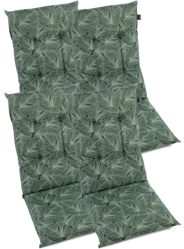 BURI 4X Gartenstuhlauflagen Hochlehner 115x50cm I extra 8cm Dicke Komfort Sitzauflagen I Made in Europe I Stuhlauflagen für Hochlehner Gartenstuhl I Polster für Gartenmöbel I Beige