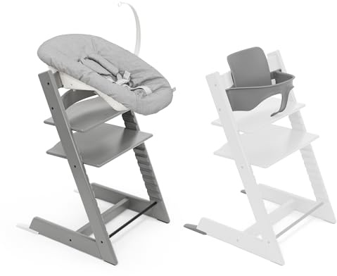 Stokke Tripp Trapp High Chair, Storm Grey (Includes Chair & Baby Set2) with Newborn Set - Safe, Adjustable, Ergonomic Design