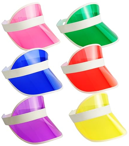 Bramble Neon Sun Visor Hats for Women and Men Unisex Bright Colours - for Sports, Pub Golf, 80s Fancy Dress, Festivals, Stag Do, Hen Party (6, Multicoloured)